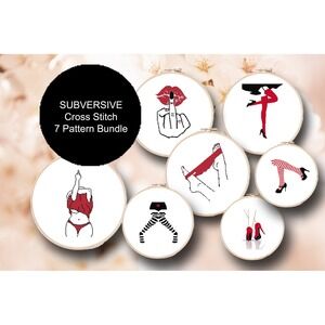7 Pattern BUNDLE - Subversive Women Sexy‎ Red Legs Panties Counted Cross Stitch
